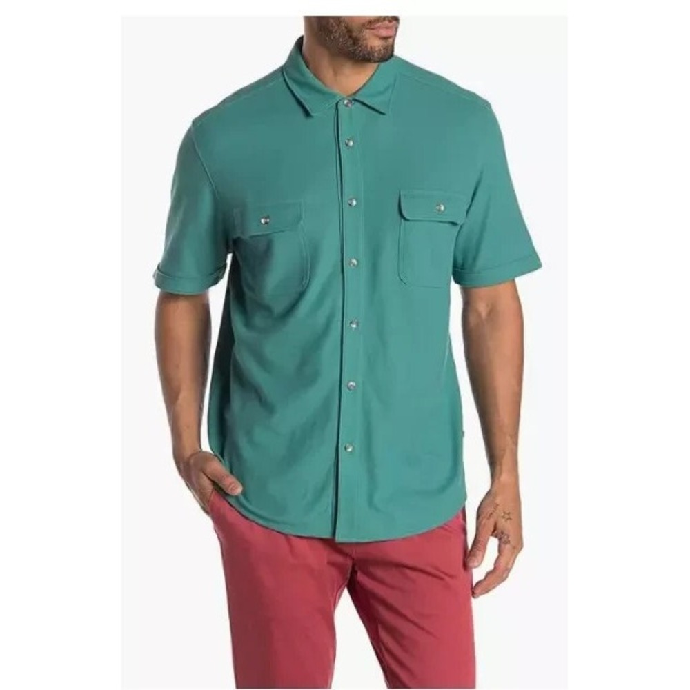 Tommy Bahama Tropicool Seas Shirt Men Medium Inlet Green IslandZone SS NWT $115‎
